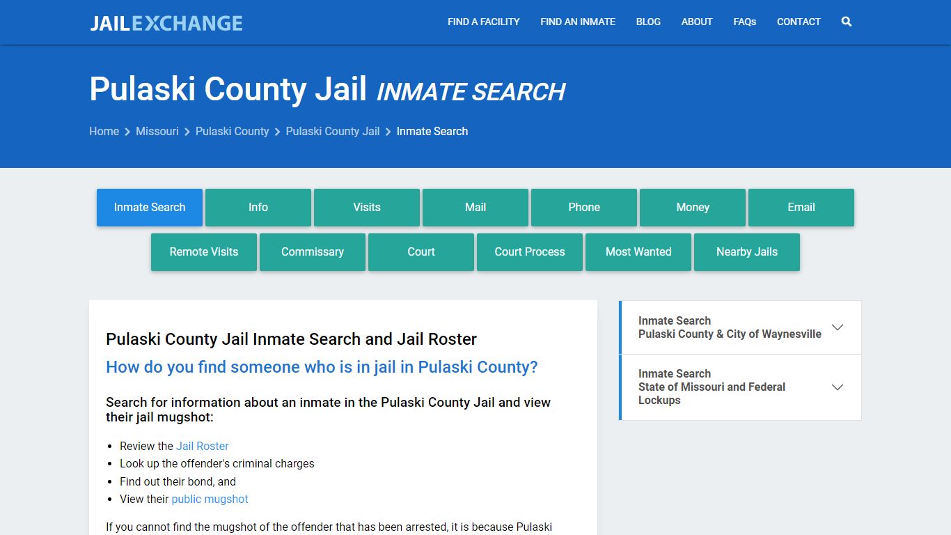 Inmate Search: Roster & Mugshots - Pulaski County Jail, MO