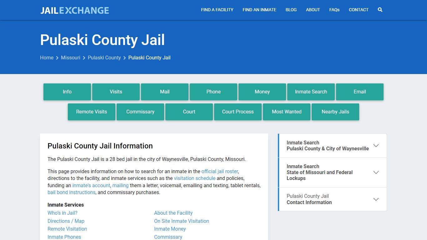 Pulaski County Jail, MO Inmate Search, Information